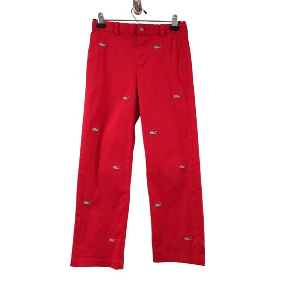 Vineyard Vines Candy Cane Strip Whale Embroidered Red Holiday Pants Boys 12 GUC - Picture 4 of 16
